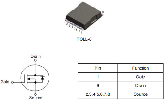 TOLL封裝特點、應用 TOLL封裝NMOS首推-KIA MOS管