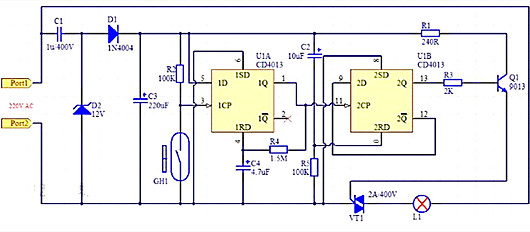 【電路分享】門(mén)控開(kāi)關(guān)電路圖-KIA MOS管