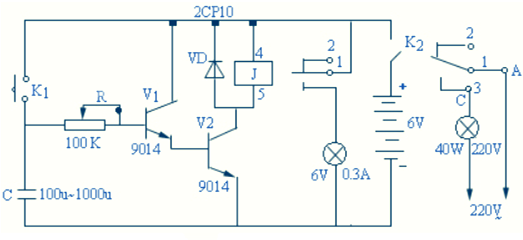 延時電路圖,延時開關