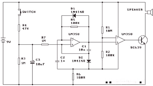 防盜報警器電路圖,電子警報器電路-KIA MOS管