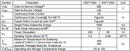 20a600v場效應管,KNF7160A
