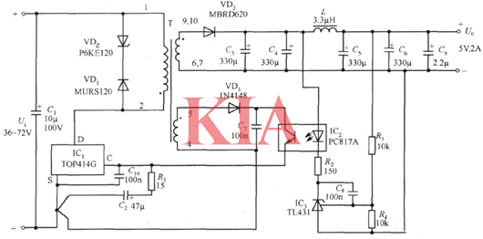 5v充電器電路圖,開關電源電路-KIA MOS管
